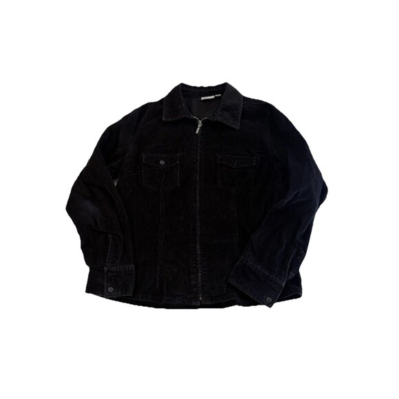 Sonoma Life + Style Corduroy Full Zip Collared Jacket Black Women's Size Large - Picture 1 of 12